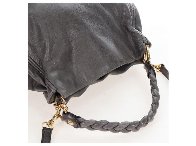 Miu Miu Hand Bag Leather 2way Gray Gold - vista 6