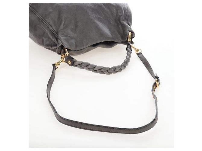 Miu Miu Hand Bag Leather 2way Gray Gold - vista 8