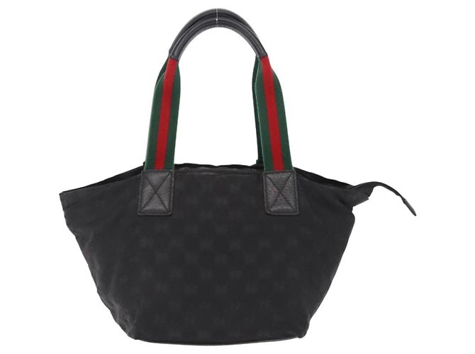 GUCCI GG Canvas Web Sherry Line Hand Bag Nylon Black 131228 - vista 3