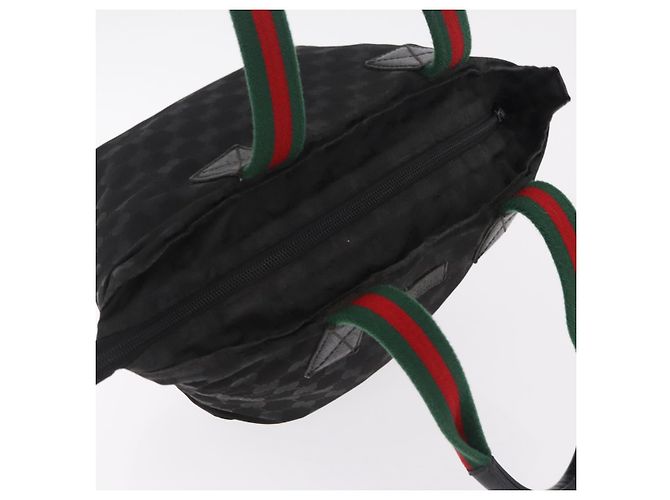 GUCCI GG Canvas Web Sherry Line Hand Bag Nylon Black 131228 - vista 6