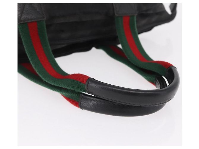 GUCCI GG Canvas Web Sherry Line Hand Bag Nylon Black 131228 - vista 8
