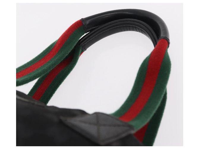 GUCCI GG Canvas Web Sherry Line Hand Bag Nylon Black 131228 - vista 9