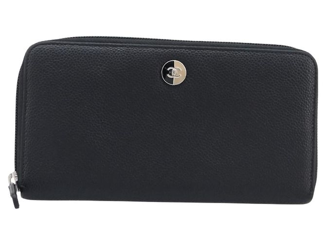 CHANEL Long Wallet Caviar Skin Black Silver CC - vista 2