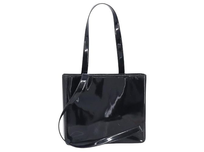 CHANEL Tote Bag Patent Leather Black Gold CC - vista 3