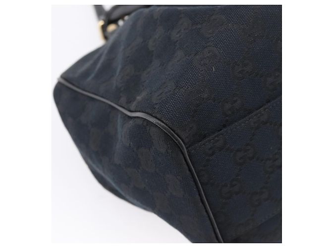 GUCCI GG Canvas Sukey Hand Bag Black Gold 211944 - vista 13