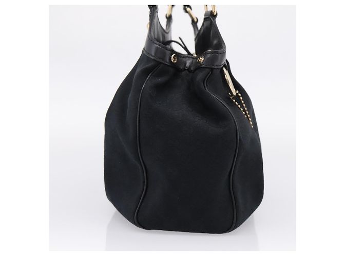 GUCCI GG Canvas Sukey Hand Bag Black Gold 211944 - vista 4
