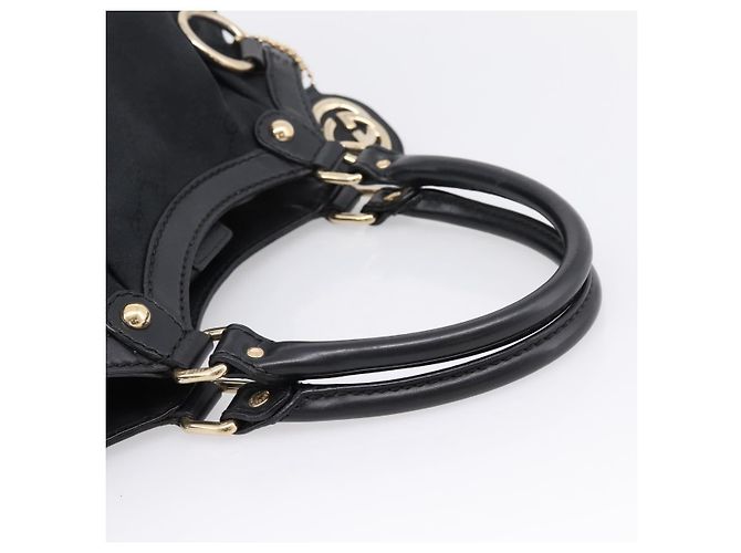 GUCCI GG Canvas Sukey Hand Bag Black Gold 211944 - vista 7