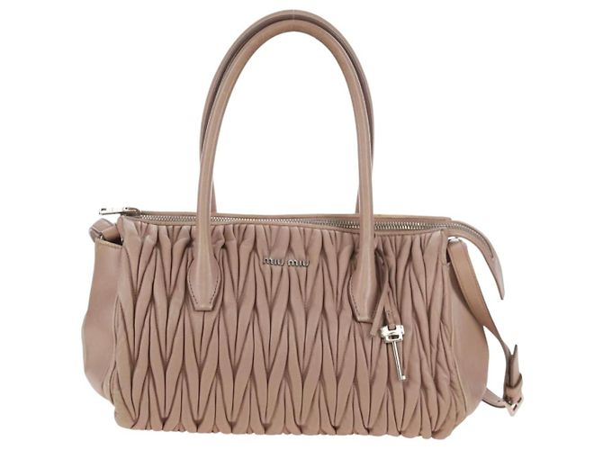 Miu Miu Matelasse Hand Bag Leather 2way Pink Silver - vista 13