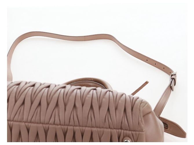 Miu Miu Matelasse Hand Bag Leather 2way Pink Silver - vista 21