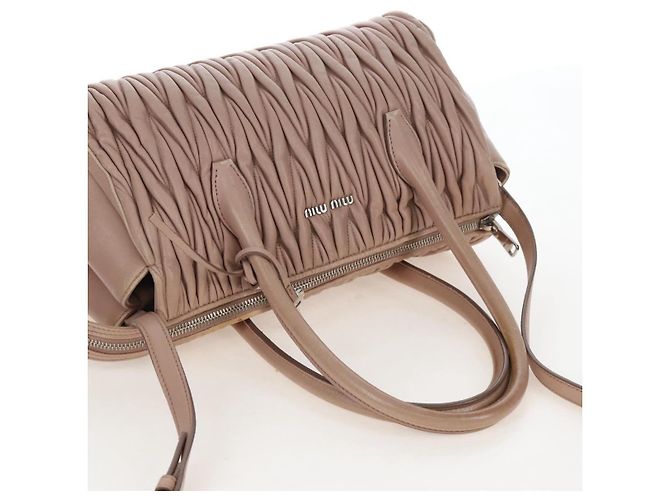 Miu Miu Matelasse Hand Bag Leather 2way Pink Silver - vista 9