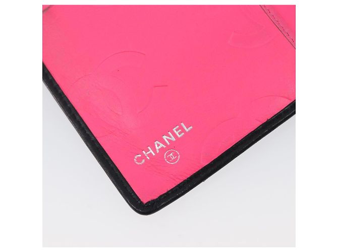 CHANEL Cambon Line Long Wallet Lamb Skin Black White CC - vista 17