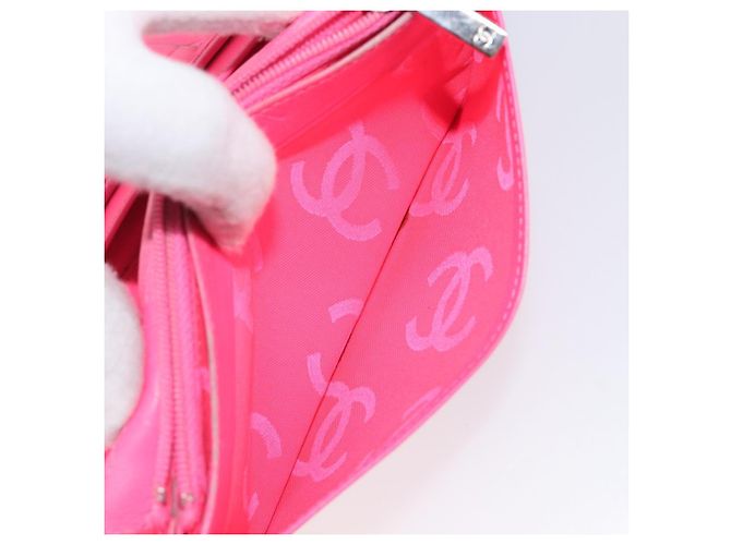 CHANEL Cambon Line Long Wallet Lamb Skin Black White CC - vista 25