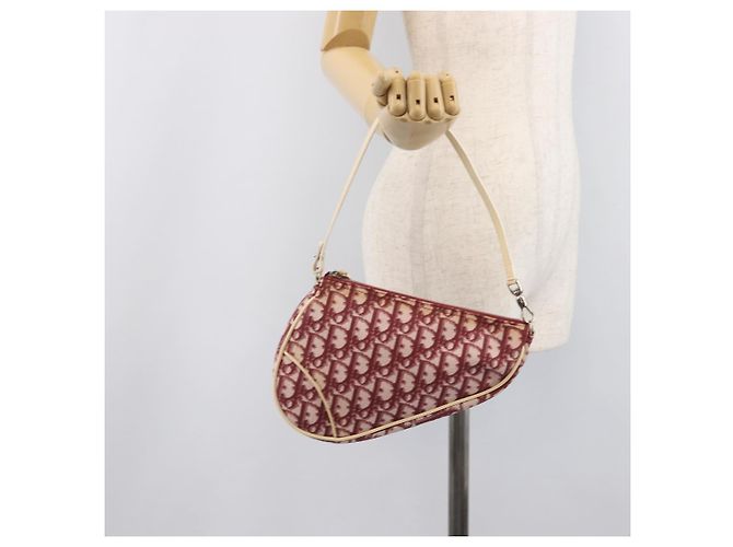 Christian Dior Trotter Canvas Saddle Pouch PVC Red Silver - vista 23
