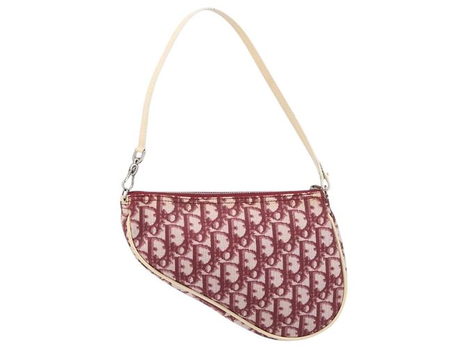 Christian Dior Trotter Canvas Saddle Pouch PVC Red Silver - vista 3