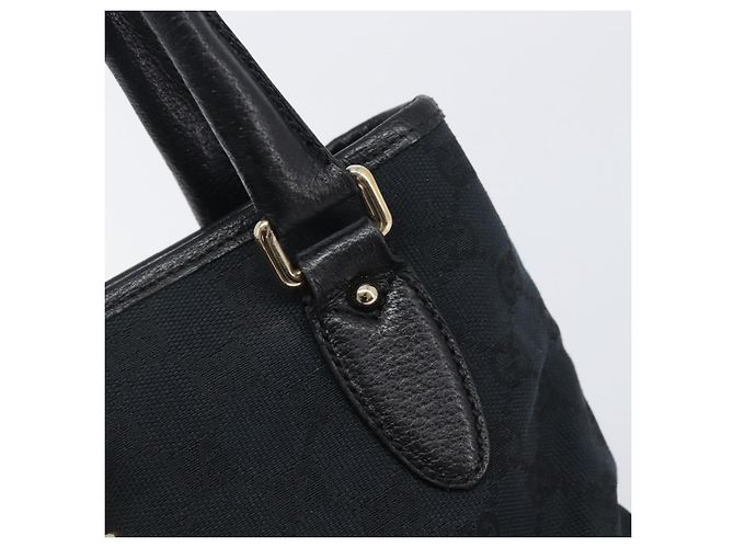 GUCCI GG Canvas Jackie Hand Bag Black Gold 145817 - vista 14