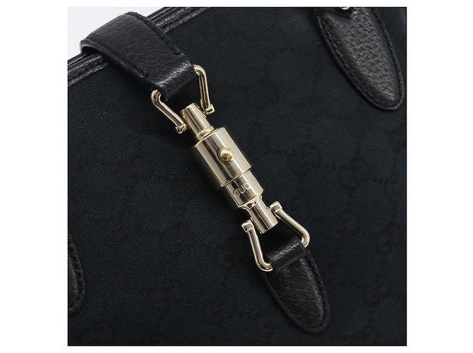 GUCCI GG Canvas Jackie Hand Bag Black Gold 145817 - vista 15