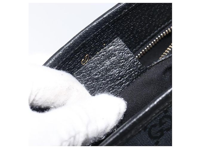 GUCCI GG Canvas Jackie Hand Bag Black Gold 145817 - vista 23