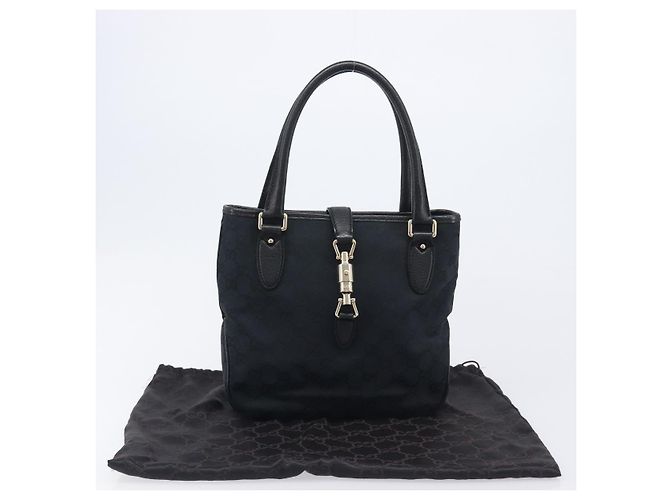 GUCCI GG Canvas Jackie Hand Bag Black Gold 145817 - vista 25