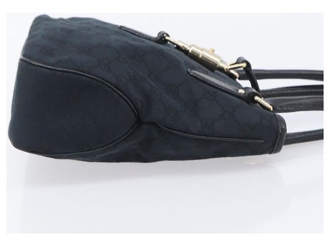 GUCCI GG Canvas Jackie Hand Bag Black Gold 145817 - vista 4