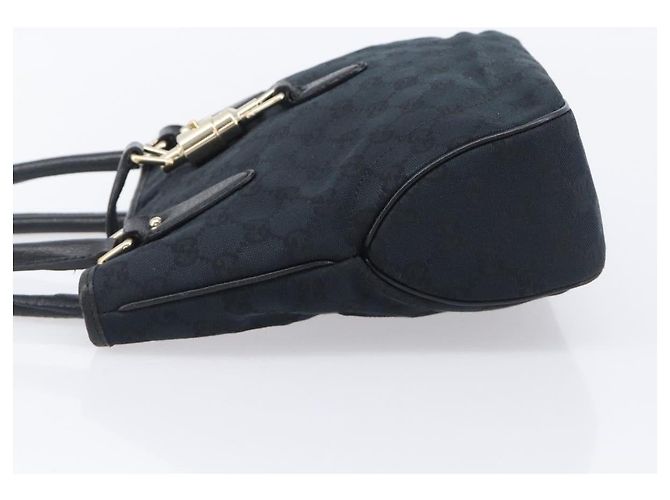 GUCCI GG Canvas Jackie Hand Bag Black Gold 145817 - vista 5