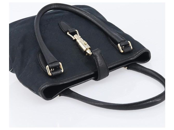 GUCCI GG Canvas Jackie Hand Bag Black Gold 145817 - vista 6