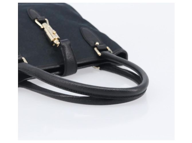 GUCCI GG Canvas Jackie Hand Bag Black Gold 145817 - vista 7