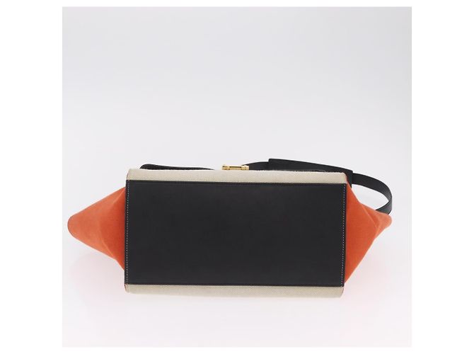Trapèze Céline CELINE Trapeze Hand Bag Canvas 2way Orange Gold Tone - vista 11