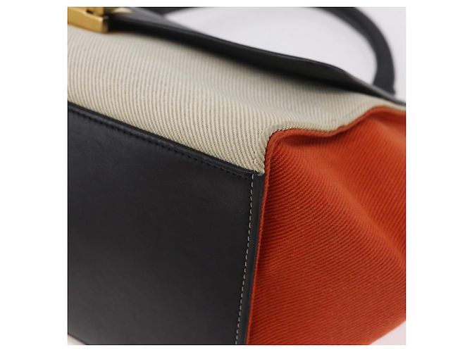 Trapèze Céline CELINE Trapeze Hand Bag Canvas 2way Orange Gold Tone - vista 13