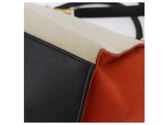 Trapèze Céline CELINE Trapeze Hand Bag Canvas 2way Orange Gold Tone - vista 15