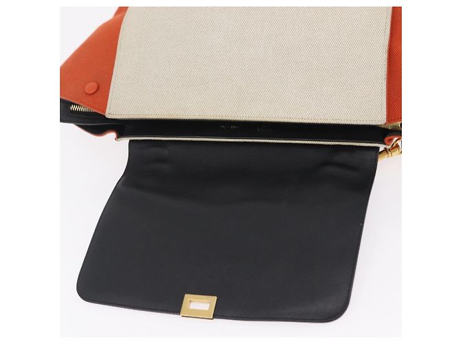 Trapèze Céline CELINE Trapeze Hand Bag Canvas 2way Orange Gold Tone - vista 18
