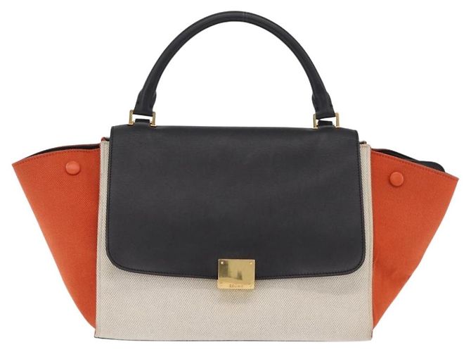 Trapèze Céline CELINE Trapeze Hand Bag Canvas 2way Orange Gold Tone - vista 2