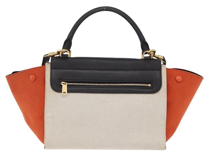 Trapèze Céline CELINE Trapeze Hand Bag Canvas 2way Orange Gold Tone - vista 3
