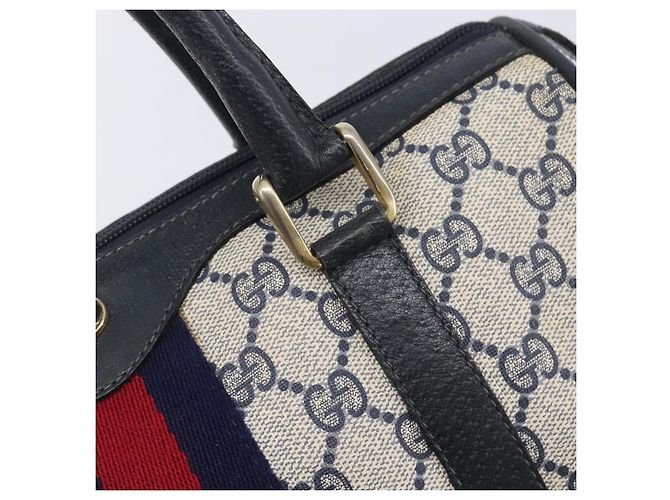 GUCCI GG Canvas Sherry Line Hand Bag Navy Gold 39 012 3841 - vista 16