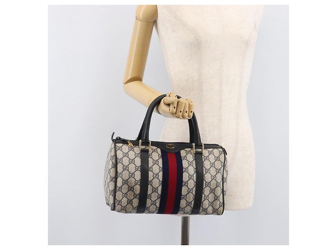 GUCCI GG Canvas Sherry Line Hand Bag Navy Gold 39 012 3841 - vista 27