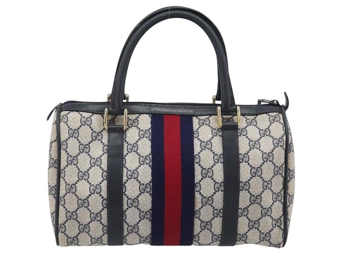 GUCCI GG Canvas Sherry Line Hand Bag Navy Gold 39 012 3841 - vista 3