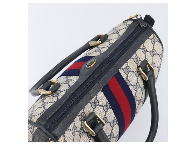 GUCCI GG Canvas Sherry Line Hand Bag Navy Gold 39 012 3841 - vista 6
