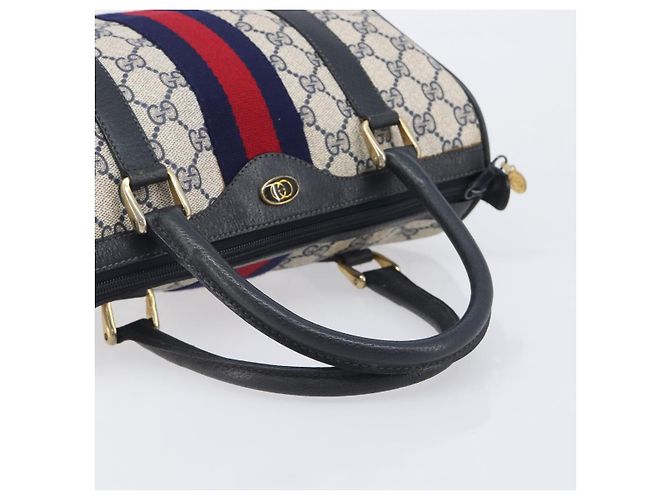 GUCCI GG Canvas Sherry Line Hand Bag Navy Gold 39 012 3841 - vista 7