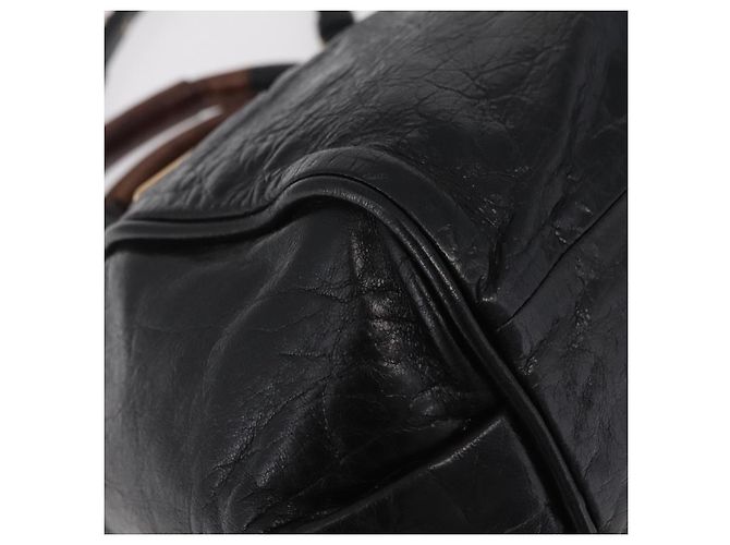 Chloé Chloe Etel Hand Bag Leather 2way Black Gold - vista 16