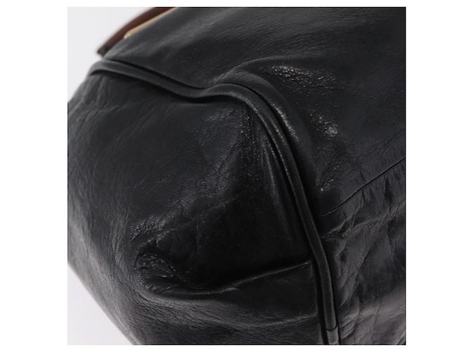 Chloé Chloe Etel Hand Bag Leather 2way Black Gold - vista 18