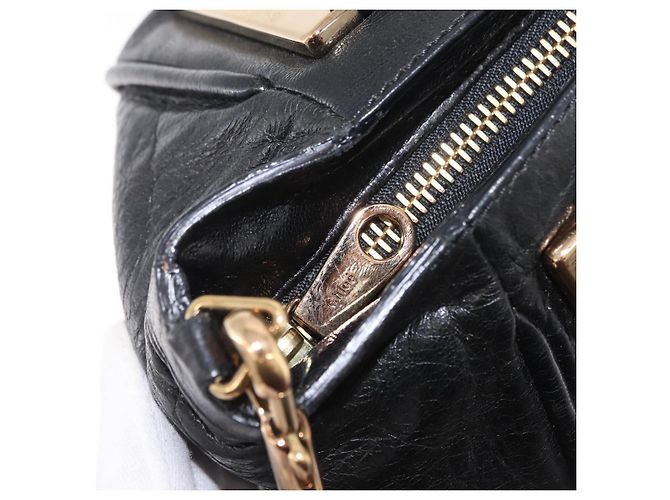 Chloé Chloe Etel Hand Bag Leather 2way Black Gold - vista 22
