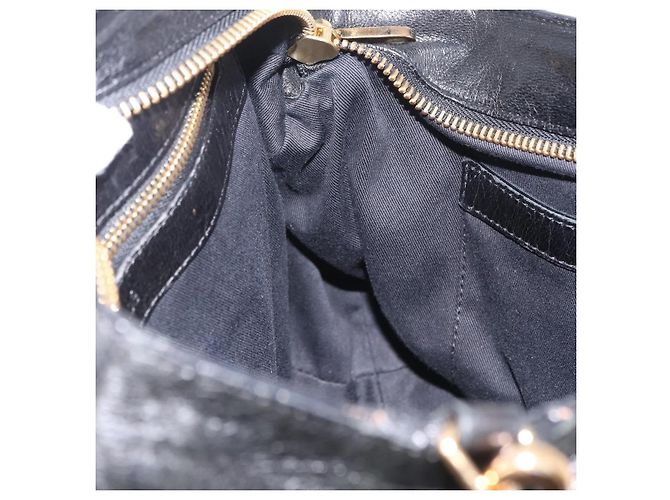 Chloé Chloe Etel Hand Bag Leather 2way Black Gold - vista 25