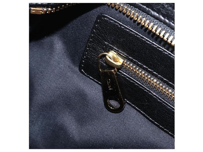 Chloé Chloe Etel Hand Bag Leather 2way Black Gold - vista 27