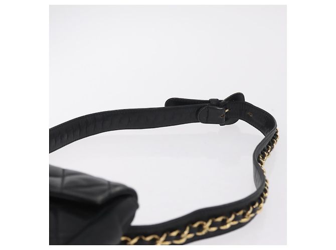 CHANEL Matelasse Chain Waist bag Lamb Skin Black Gold CC - vista 11