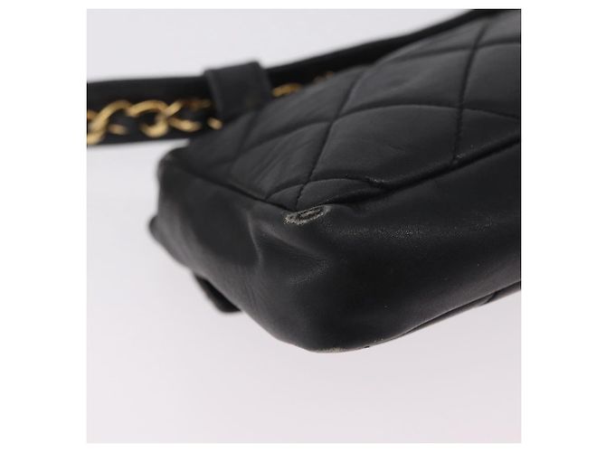 CHANEL Matelasse Chain Waist bag Lamb Skin Black Gold CC - vista 15