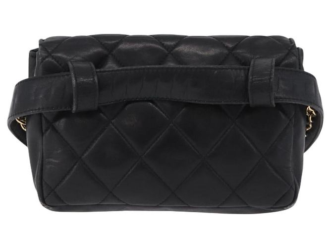 CHANEL Matelasse Chain Waist bag Lamb Skin Black Gold CC - vista 3