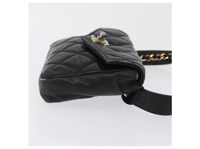 CHANEL Matelasse Chain Waist bag Lamb Skin Black Gold CC - vista 4