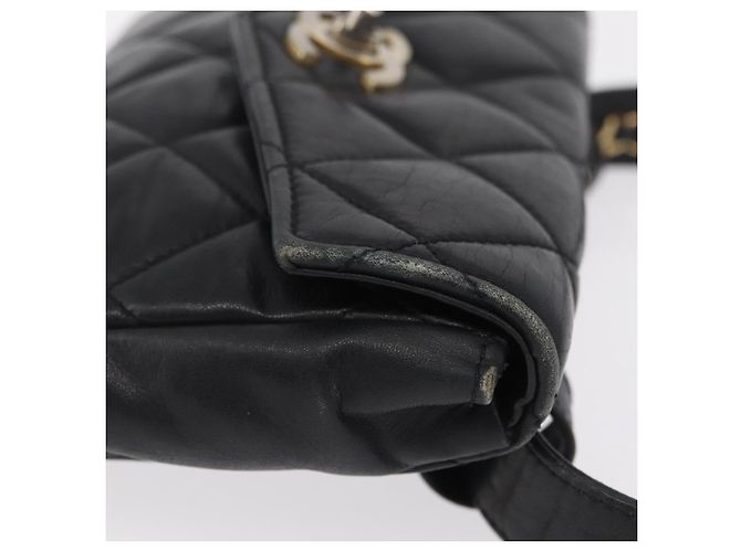 CHANEL Matelasse Chain Waist bag Lamb Skin Black Gold CC - vista 5