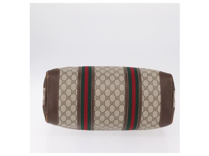 GUCCI GG Supreme Web Sherry Line Hand Bag PVC Beige Gold Red - vista 15