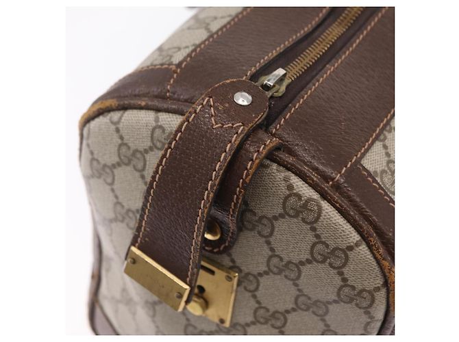 GUCCI GG Supreme Web Sherry Line Hand Bag PVC Beige Gold Red - vista 17