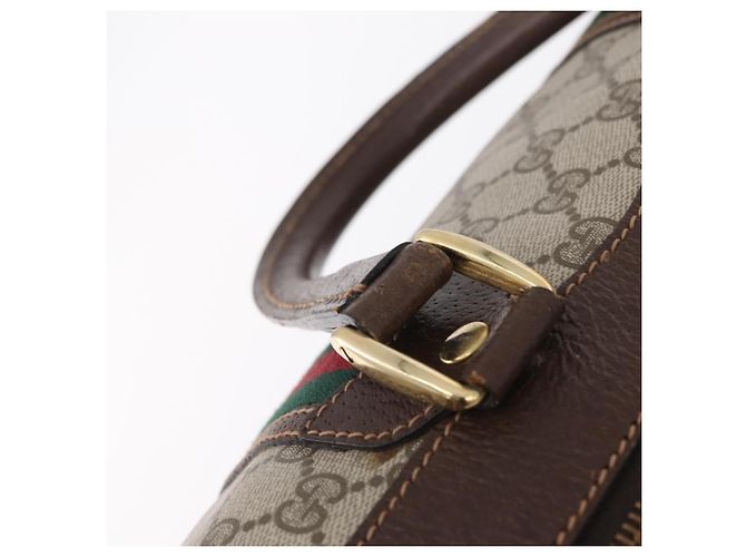 GUCCI GG Supreme Web Sherry Line Hand Bag PVC Beige Gold Red - vista 19